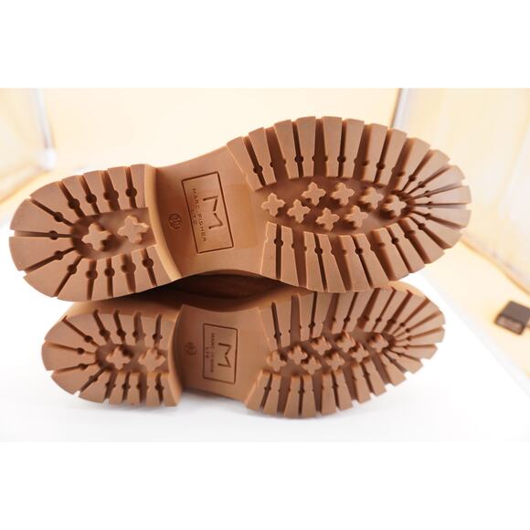 Marc Fisher Nairy Brown Leather Shearling ankle boot size 8.5 biker Lugg wool - Picture 9 of 10